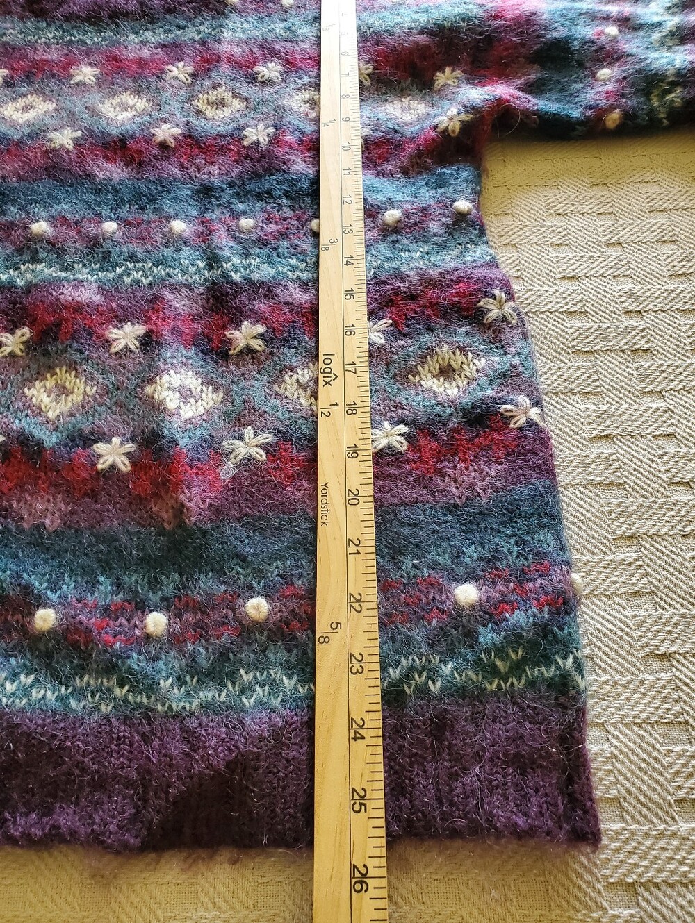 Christopher & Banks Mohair Blend Fair Isle Embroidered Sweater Vintage 90s - Picture 7 of 12